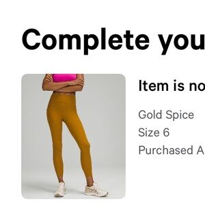 Lululemon leggings size 6 Gold Spice color